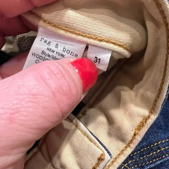 Rag & Bone Jean Women’s Size 31 Navy Wash Engineer High Rise Straight Leg $275 - Picture 12 of 15